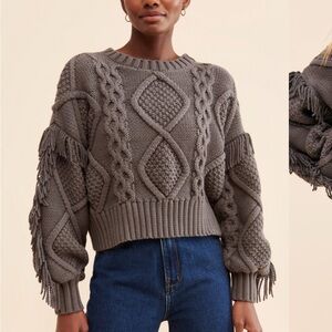 $125 NWT Line & Dot Textured Knit Sweater in Taupe XS